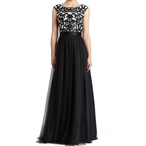 Aidan Mattox Embroidered Bodice Mesh Ballgown